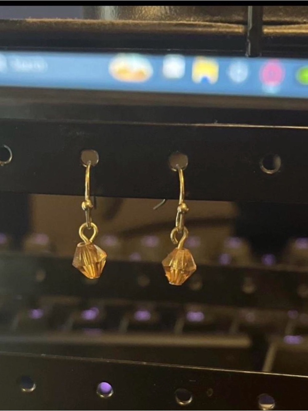 Gold-Tone Amber Crystal Hook Earrings - Women Jewelry